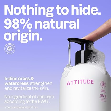 ATTITUDE Liquid Hand Soap, EWG Verified, Plant and Mineral-Based, Vegan Personal Care Products, White Tea Leaves, 16 Fl Oz (Pack of 3)