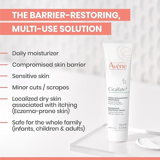 Avène Cicalfate+ Restorative Protective Cream, Face Moisturizer, face cream for sensitive skin, helps restore skin barrier, restorative cream, safe for infants, children and adults