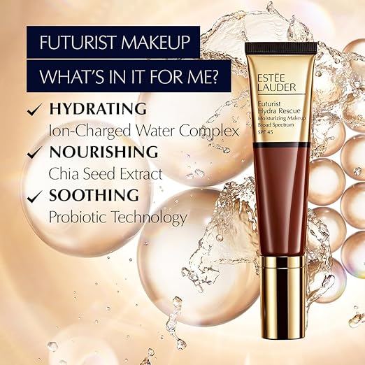 Estée Lauder Futurist Hydra Rescue Moisturizing Foundation Makeup SPF 45 for a 12-Hour Glow, 1.2 Fl Oz, 2N1-Desert Beige