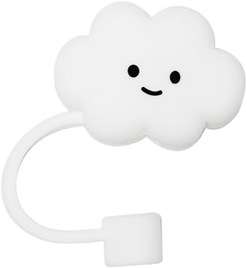 White Cloud Cover for Stanley 4030 Oz Cup, 10mm Silicone Straw Covers Cap, Cute Topper for Tumblers, Stopper for Reusable Straws Tip Lids (DM306)