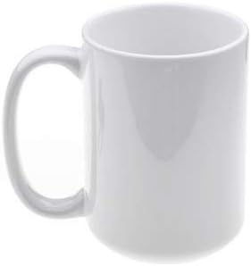 White Ceramic 15oz (12,7 x 10,6cm) Sublimation Coffee Tea Mug Heat Thermal Transfer Dye Coated Glossy 1 piece Diswashable Microwave Safe