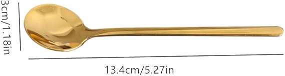 Gold Stainless Steel Espresso Spoons, 5.3 Inch Long Handle Coffee Spoon Mini Teaspoons for Sugar Dessert Cake Ice Cream Soup Honey (4 Pack)