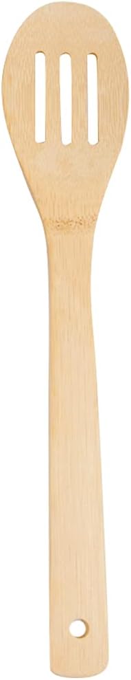 PrintSupremacy Bamboo Cooking Spoons Set, Non Stick Wooden Kitchen Gadget Pan Cookware, Baking Gift for Housewarming Wedding Birthday, Chef Foodie Gift (Plain, 1 Piece - Slotted Spoon)