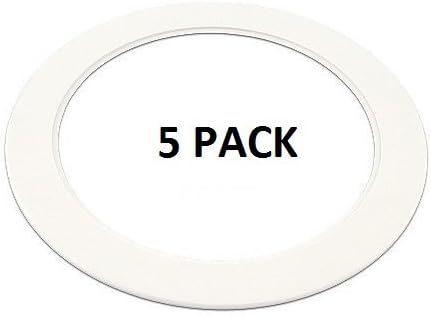 5 Pack-White Light Trim Ring Recessed Can 6" Inch Over Size Oversized Lighting Fixture
