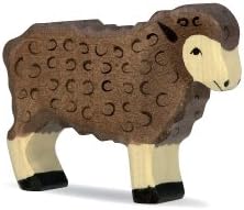 Holztiger Black Wooden Sheep Figurine