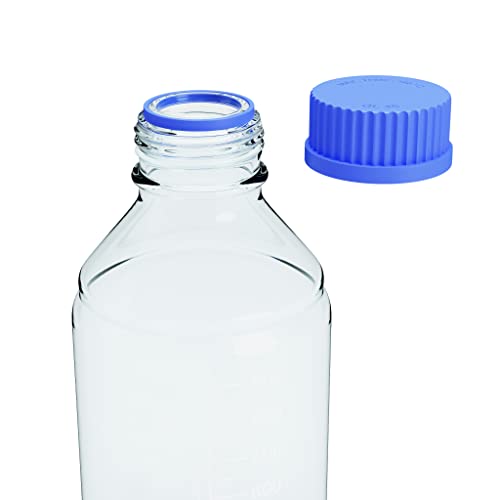 1000ml Storage Glass Bottles 2pcs Round Media Storage Bottle Borosilicate Glass Bottles Safe Probe Storage Glass Storage Bottles with GL45 Blue Screw Cap (1000ml - 2pcs)