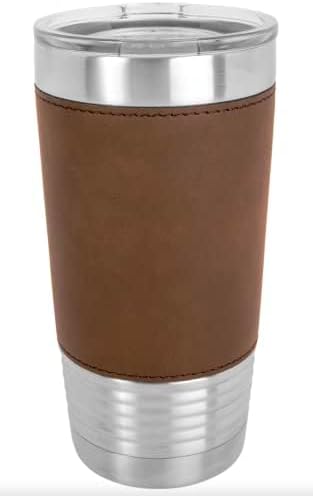 Tan 20 oz. Insulated Stainless Steel Coffee Travel Tumbler With A Silicone Band, For Hot Cold Drinks! Double Wall Coffee Mug With Lid!
