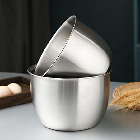 Gigicloud Stainless Steel Mixing Bowl, 304 Stainless Steel Deep Bowl Deep Anti-flying Design Kitchen Metal Bowls for Cooking Baking Mixing Marinating Cake Bread Salad