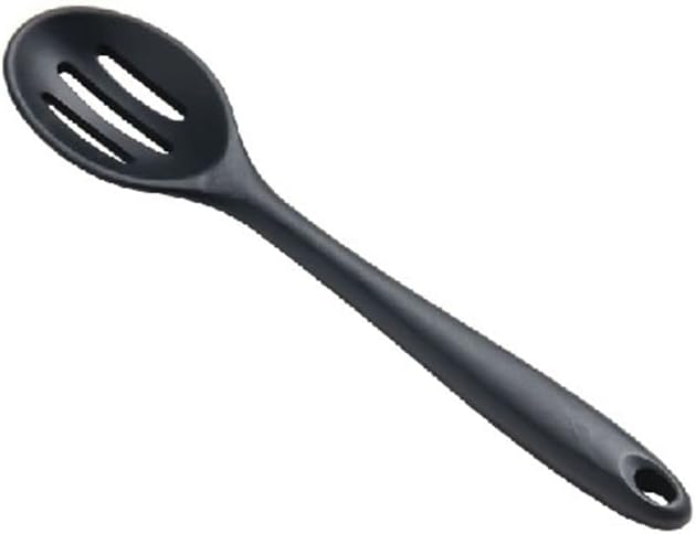 Silicone Heat Resistant Non-stick Slotted Spoon as Kitchen Mixing Baking Serving Stirring Kitchen Cooking Tools 20.5 4.5 3cm(black)