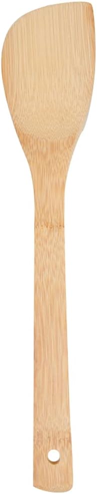 PrintSupremacy Bamboo Cooking Spoons Set, Non Stick Wooden Kitchen Gadget Pan Cookware, Baking Gift for Housewarming Wedding Birthday, Chef Foodie Gift (Plain, 1 Piece - Angled Spatula)