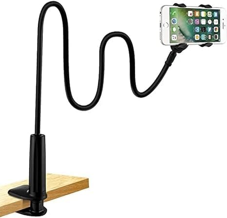 Gooseneck Universal Phone Holder for Bed, Desk, Headboard, Bed, Bedside, Table, Lazy Bracket Flexible Gooseneck Long Arm Stand 360 Adjustable , Overhead Cell Phone Clamp Mount, for All 3.5-7Au Devices