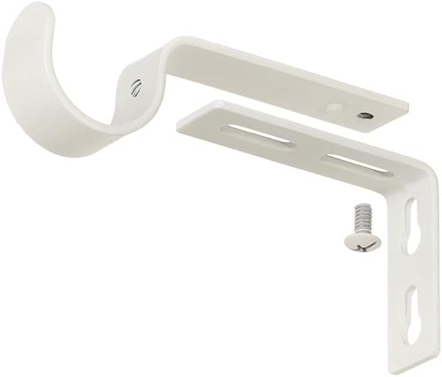 Ivilon Adjustable Brackets for Curtain Rods - for 1 or 1 1/8 Inch Rods. Set of 2 - Ivory