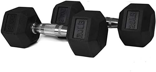 Titan Fitness Pair Free Weights, Black Rubber Coated Hex Dumbbell, Ergonomic Cast Iron Handle, Strength Training