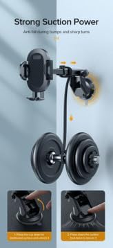 Car Phone Mount with Suction Cup Universal Phone Holder Stand for Dashboard Windshield Compatible with iPhone 13 12 11 Pro Max X 8 7, Samsung Galaxy, Xiaomi, Huawei, GPS Mobile Support