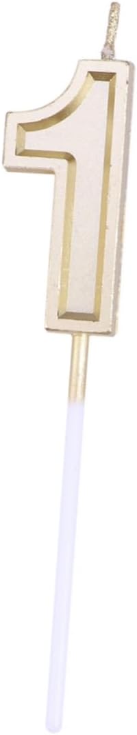 Cabilock Happy Birthday Numeral Candles Number 1 Gold Glitter Non-Smoke Number Candles for Cake Adults Kids Party Supplies