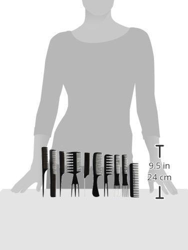 Diane D7901 Assorted Comb Kit - 10 PC Set (Black)