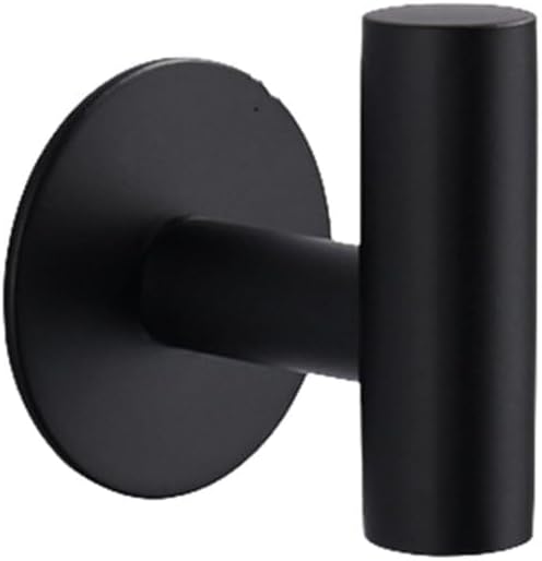 NevStp Wall Hook Stainless Steel Clothes Hanging Hooks Matte Black Adhesive Key Robe Hanger Towel Holder for Bathroom Kitchen, Glue Black