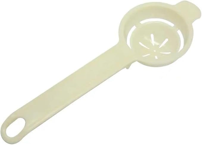 Beige plastic egg separator, white egg yolk separator with long handle, quick and easy white yolk filter baking tool, easy creative kitchen accessories of