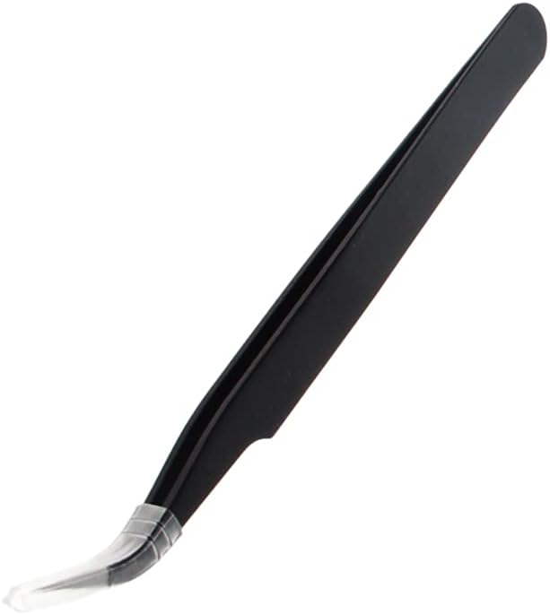 Auniwaig Anti-static Tweezers 4.72 inch Length ESD-15 tweezers Precision Slant Flat Tip tweezers for Craft DIY Electronics Repair Tool Black 1 pcs