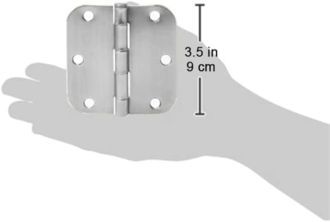 Basics Interior Door Hinge, Rounded, 3.5 x 3.5 Inch, Satin Nickel - Pack of 15