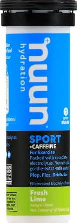 Nuun Sport Caffeine: Electrolyte Tablets, Fresh Lime, 1 Tube (10 servings)