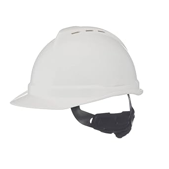 MSA 10034027 V-Gard 500 Cap Style Safety Hard Hat With 6-Point Fas-Trac III Ratchet Suspension Polyethylene Shell, Superior Impact Protection, Self Adjusting Crown-Straps - Standard Size in White