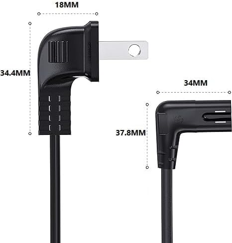 AC power cord for Samsung TV 24, 32, 43, 49, 50, 55, 55, 70, 60, 65, 75, 90 inches, 90 degree angle, C7 power cable compatible with LG TV 24, 28, 32, 40, 43