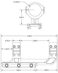 Ade Advanced Optics PS002 Cantilever One Piece Riflescope Mount - 1" inch