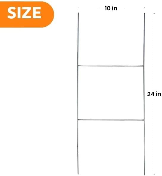 10 x 24 inch H Frame Wire Stake Sign Spikes - Heavy Duty Metal Wire Step Stake Frame for Yard Signs (Pack of 15)