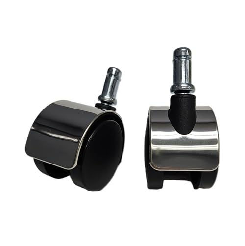 55C5-2" Chrome Standard Replacement Office Chair Casters Hard Wheels for Soft Floor - Set of 5 - Standard Size Stem 716 Inch Dia x 78 Inch Long.