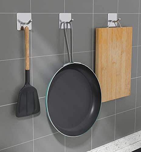 VIVII 6 Pack Adhesive Hooks, 3M Self Adhesive, Metal Wall Sticky Hooks Hanger for Keys Bags Clothes Hat Towel, Kitchen Bath Room Living Room No Drilling Needed