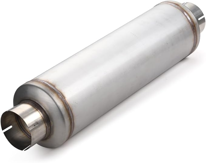 A-KARCK 4" Inlet Exhaust Resonator, 4" Inlet 4" Outlet 30" Overall Length Muffler Resonator Stainless Steel