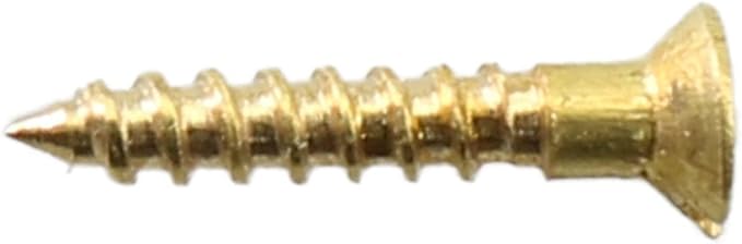 Pre-Drilling Screw MEETOOT 25pcs Brass Slotted Countersunk Head Screws Flat Self-Tapping Wood Bolt Woodworking Screws Furniture Hardware 2 x 12Inch (M2 x 12mm), Gold