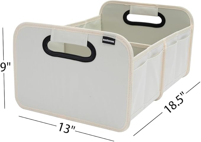 Car Trunk Organizer and Storage Bin Small Essentials Collapsible Organization Accessories for SUV/Sedan Beige