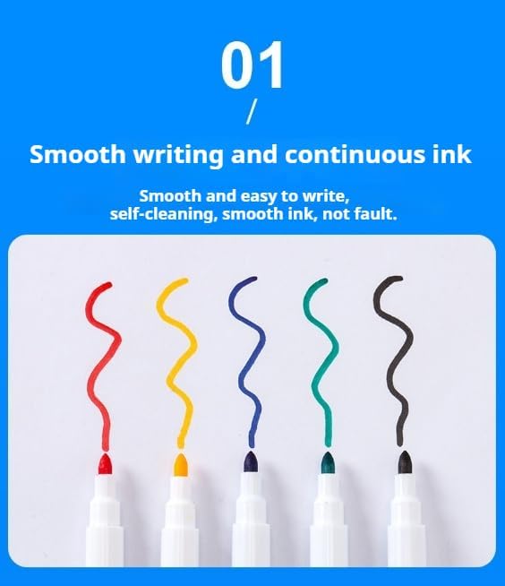 Fine tip Dry Erase Black Markers with Magnetic Cap and Eraser, Perfect for Dry Erase Boards and Whiteboards Pack of 8