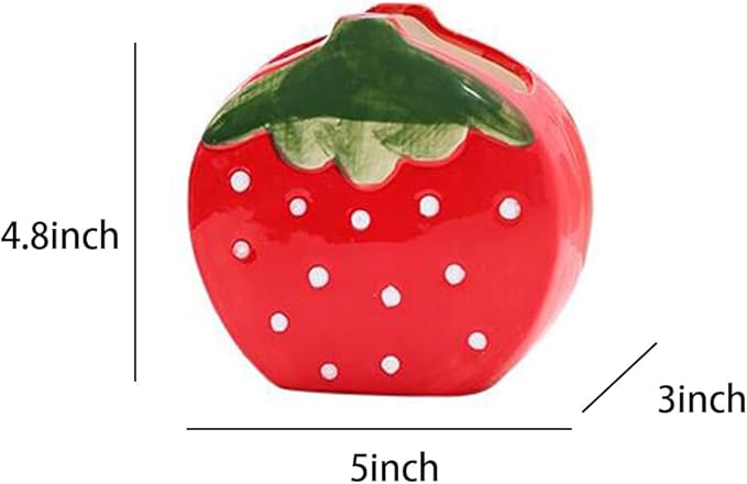 Pencil Holder, Ceramic Strawberry Pen Dispensers, Makeup Brush Holder, Table Organizer