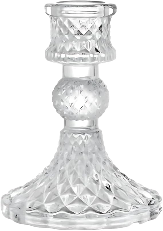 Glass Candlestick Holder. 1 Piece. Clear Glass Candle Holders. Glass Taper Candle Holders. Classy Home Decoration. Dining Table Center Pieces. Weddings, Valentine's Day, Parties. Elegant Decoration.