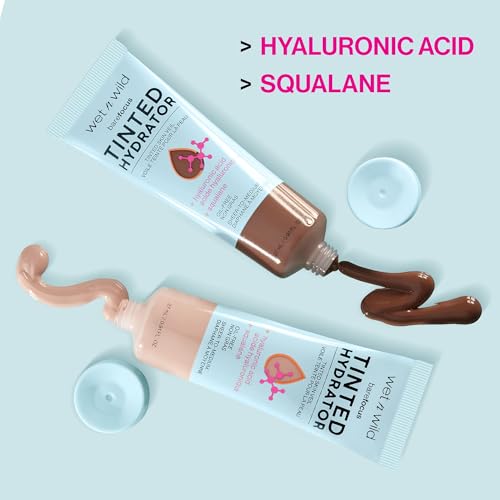 wet n wild Bare Focus Tinted Hydrator Tinted Skin Veil (No Box), Lightweight Buildable Coverage with Hyaluronic Acid & Vegan Squalane, Semi-Matte Finish, Cruelty-Free - Light