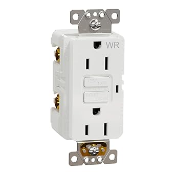 Square D by Schneider Electric Square D X Series 125-Volt Outdoor Tamper Resistant GFCI Duplex Decorator Receptacle Back Wire Clamps, 15 Amps, Matte White (SQR51103WH)