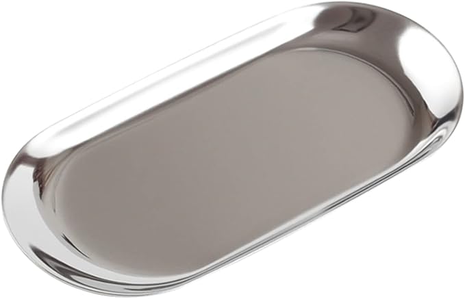 Nordic Wind Large Jewelry Storage Tray Mirror Polished Stainless Steel Snack Tray for Home