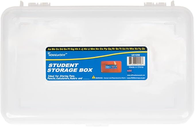 Craft County Transparent Pencil Box Colored Utility Box Storage Office Supplies Organizer Clear