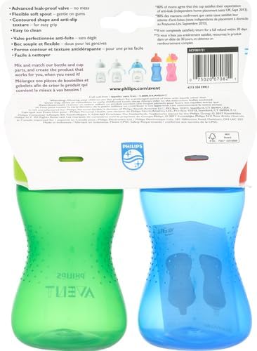 Philips Avent Spout Sippy Cup with Soft Spout and Leak-Proof Design, BlueGreen, 10oz, 2pk, SCF80121