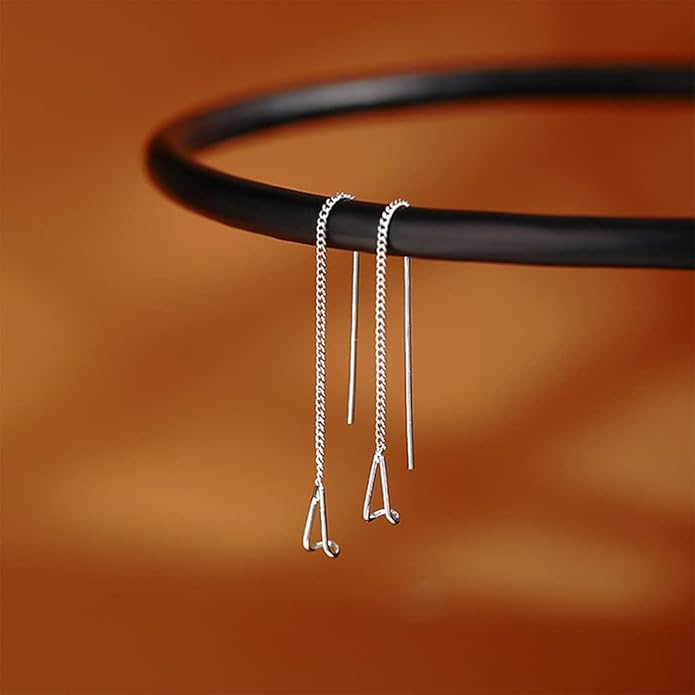 SLUYNZ 925 Sterling Silver Chain Threader Earrings Dangle for Women Teens Long Dangle Earrings Line Earrings Tassel