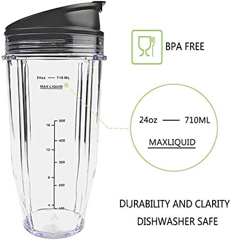 24 oz Blender Cups Replacement for Ninja, Smoothie Blender Cups for Ninja Auto iQ Blender BL642 BL450 BL480 BN801 SS101 SS351 SS151 SS401 (2 Pack)