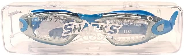 Sharks123 Goggles-Swimming GogglesGoggles with UV Protection, Anti-Fog, Children's Shark with Case Blue Shark