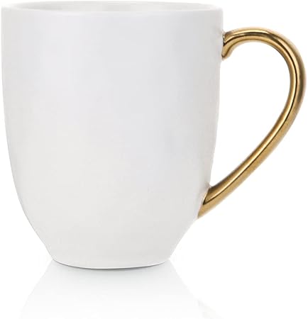 Stone lain Florian Contemporary Porcelain Mug Set, Modern Gold and White