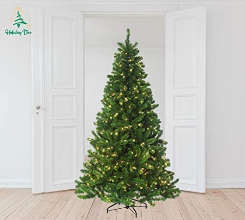 6.5' Pre-lit Christmas Tree with Clear+Multi LED, Douglas Fir, Galvanized Frame, Hinged, Includes Stand Ideal Xmas Tree for Home & Office
