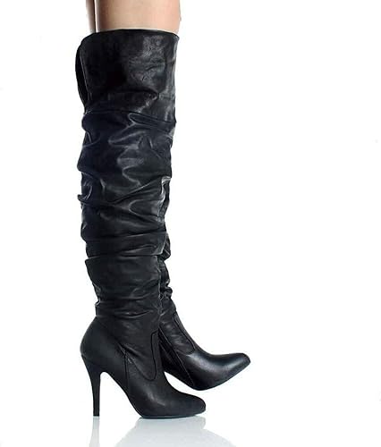 Forever Link Womens Focus-33 Vegan Leather Over The Knee Fashion Boots