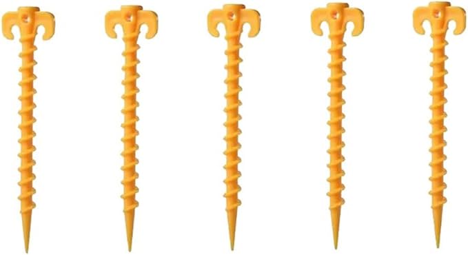 5pcs Tent Nails Outdoor Camping Trip Tent Peg Ground Nails Screw Nail Stakes Pegs Plastic Sand Pegs Trip Beach Tent Stakes Pegs