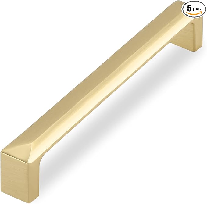 Haidms 5Pack Gold Kitchen Cabinet Handles - Gold Pulls for Cabinet Drawer, 5in Hole Centers